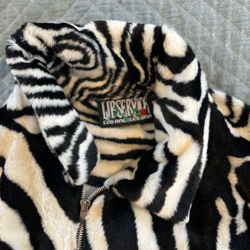 90s Zebra Print Biker Jacket - Picture 3 of 5